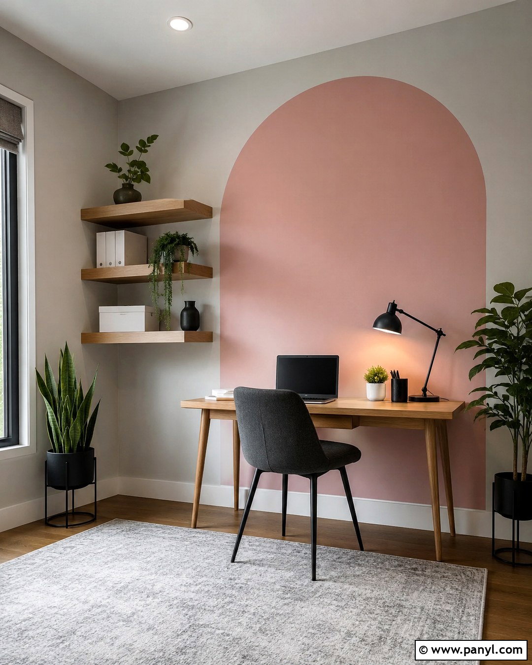 Gray Walls With A Pink Painted Arch - 20 Pink And Gray Walls