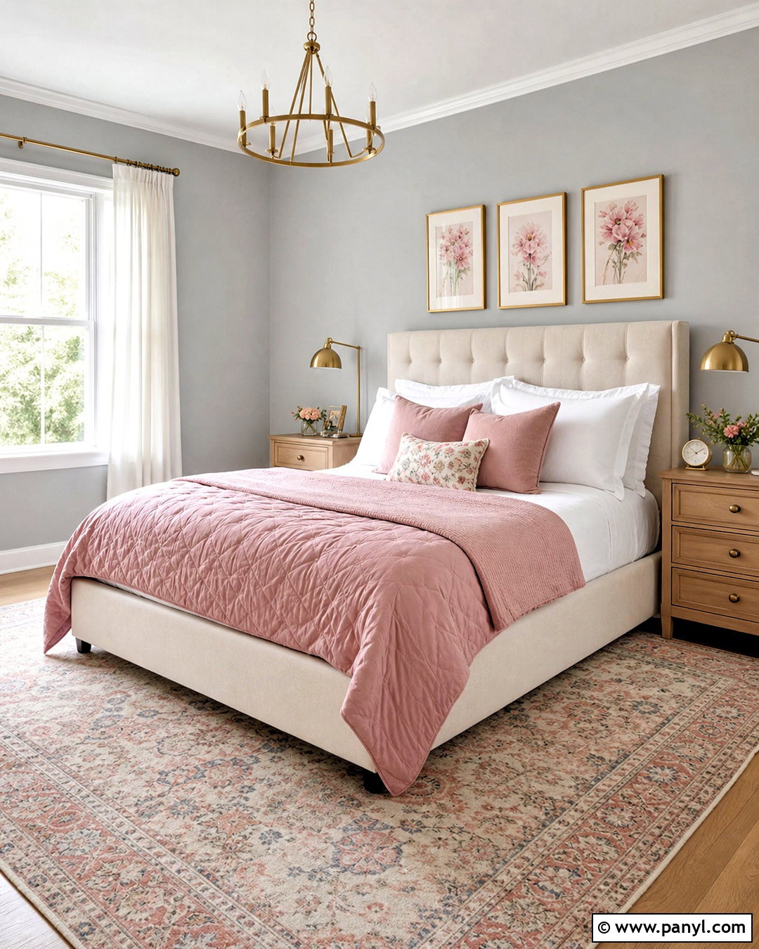 Gray Walls With Blush Pink Decor - 20 bedroom gray walls