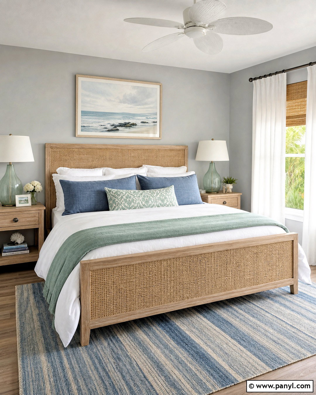 Gray Walls With Coastal Blue Decor - 20 bedroom gray walls