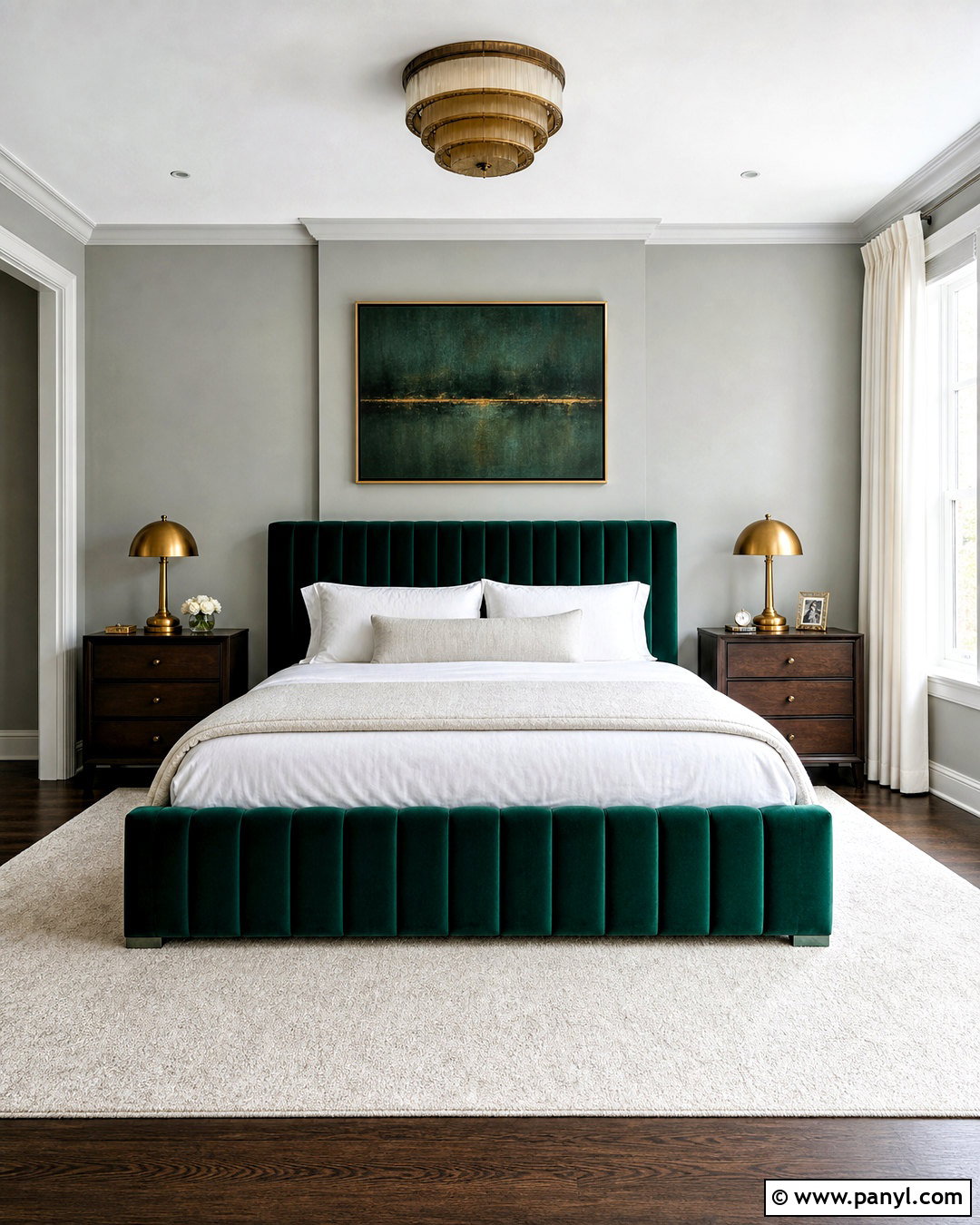 Gray Walls With Emerald Green Furniture - 20 bedroom gray walls