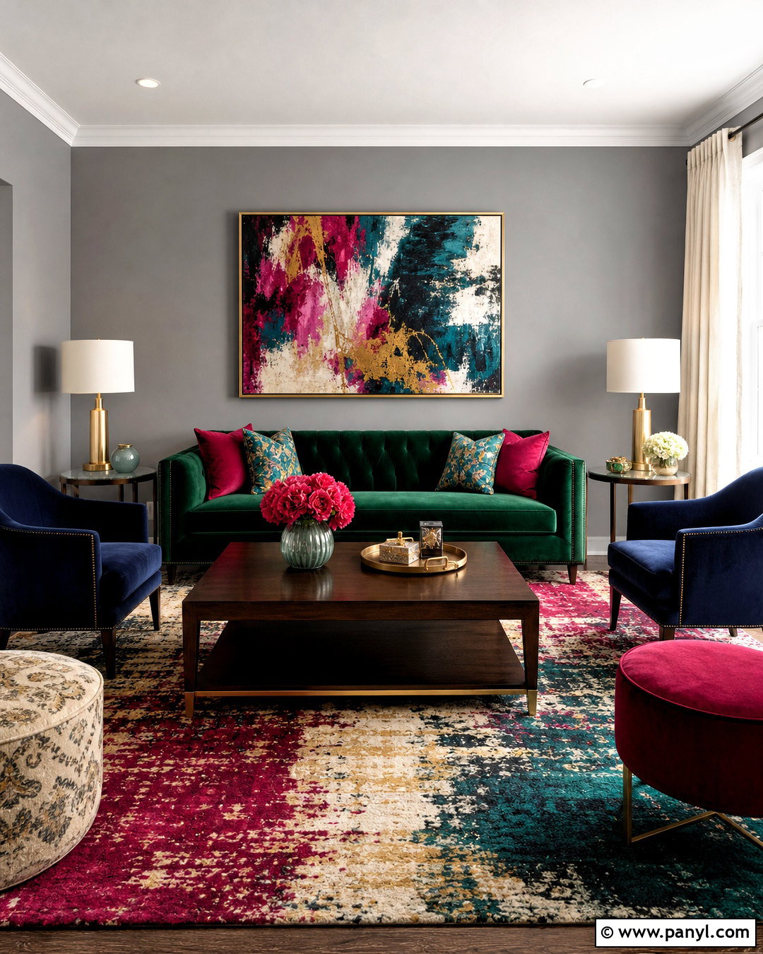 Gray Walls With Jewel Tones - 20 gray wall color ideas