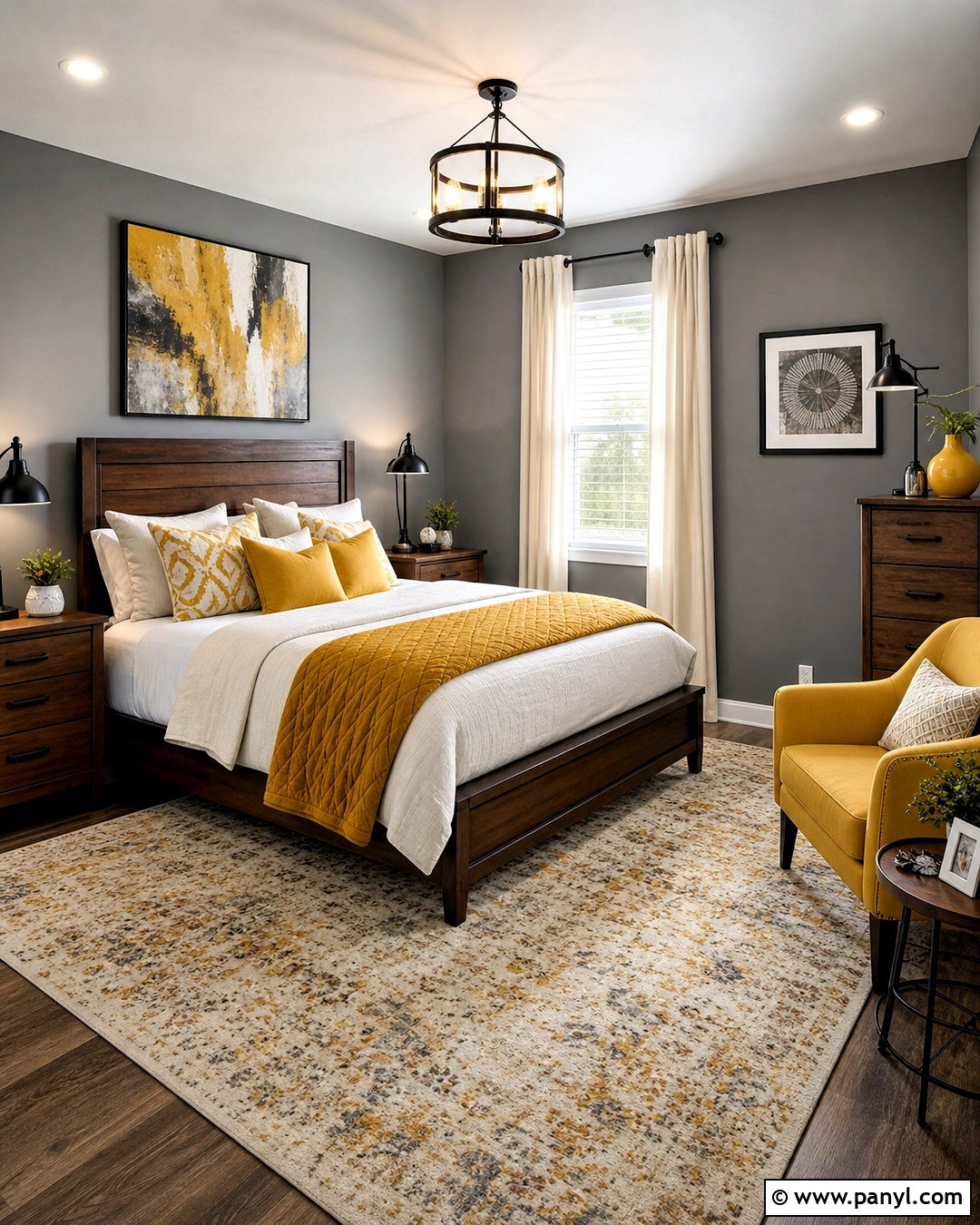 Gray Walls With Mustard Yellow Accents - 20 bedroom gray walls