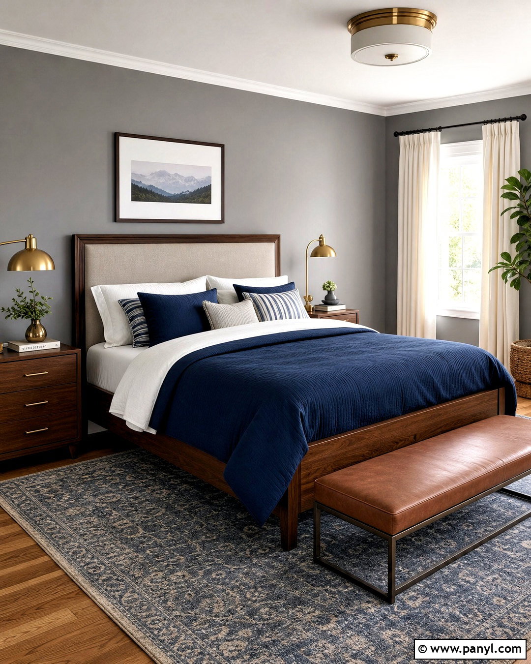 Gray Walls With Navy Blue Bedding - 20 bedroom gray walls
