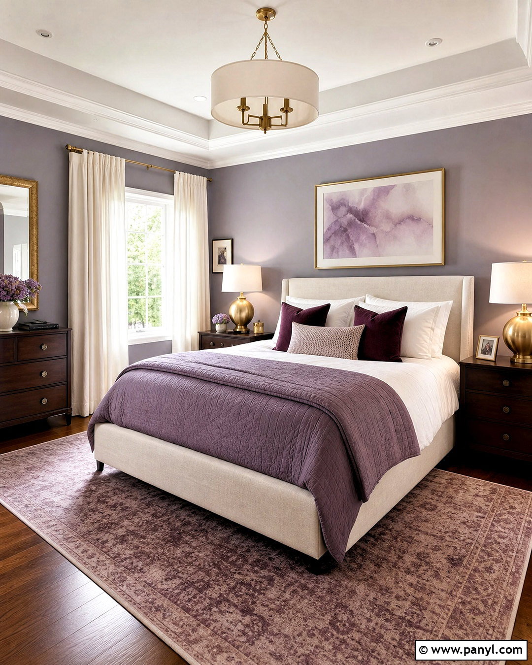 Gray Walls With Purple Accents - 20 bedroom gray walls