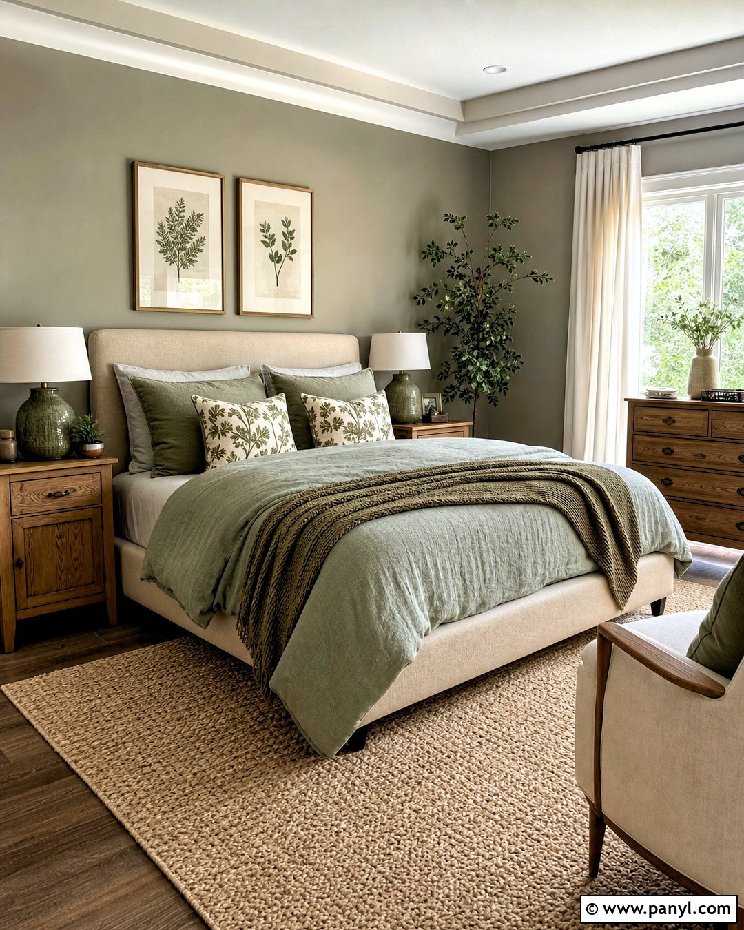 Gray Walls With Sage Green Accents - 20 bedroom gray walls