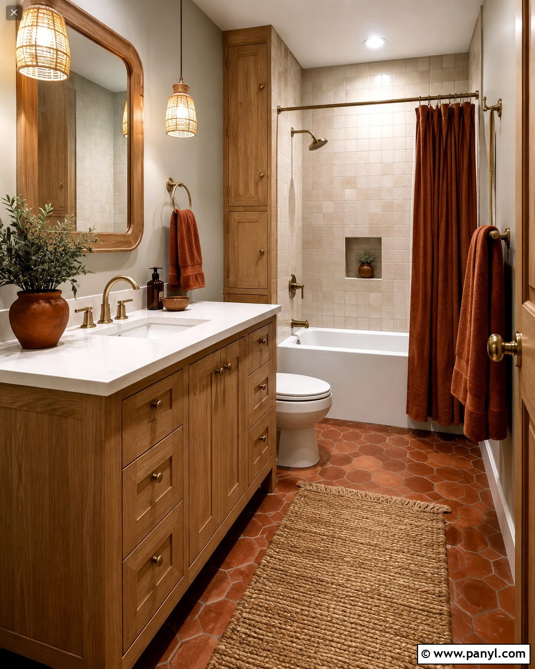 Gray Walls With Terracotta Accents - 20 Small Bathroom With Gray Walls