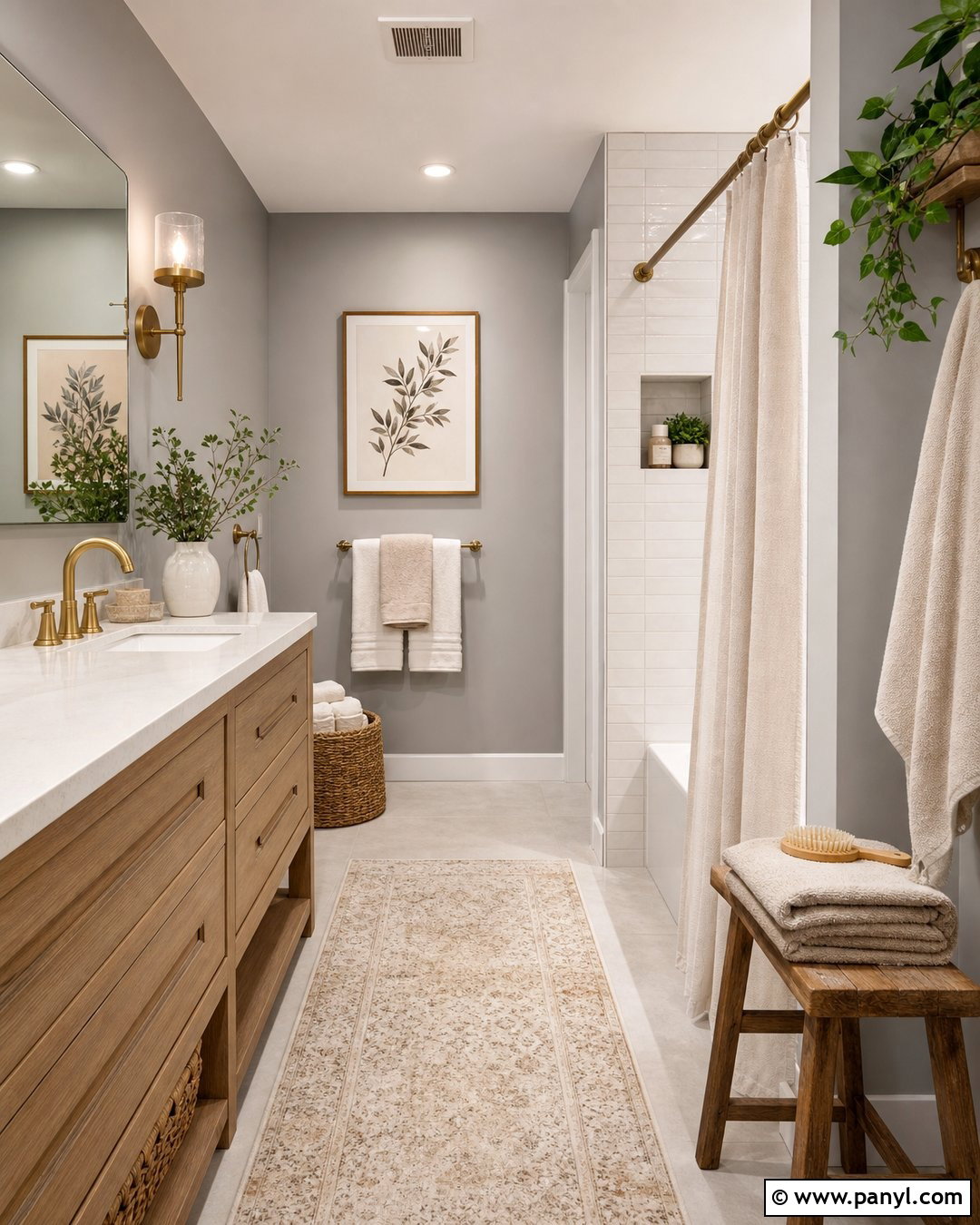 Gray Walls With Warm Bathroom Decor - 20 Gray Walls Neutral Decor Ideas