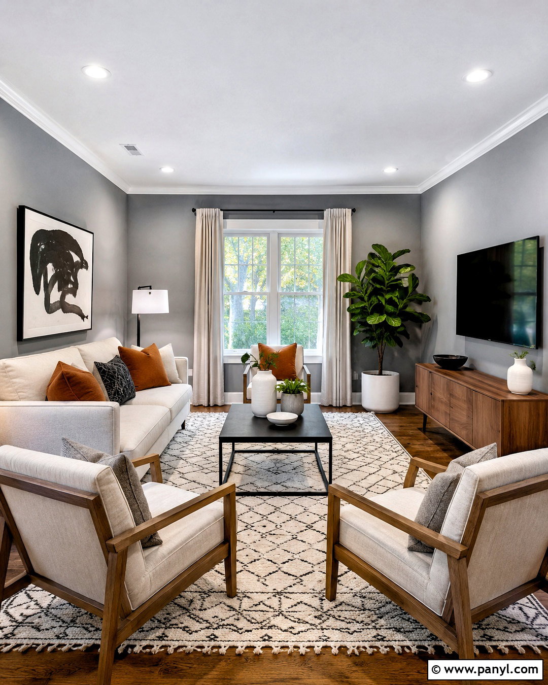 Gray Walls With White Trim And Black Accents - 20 White Trim With Gray Walls