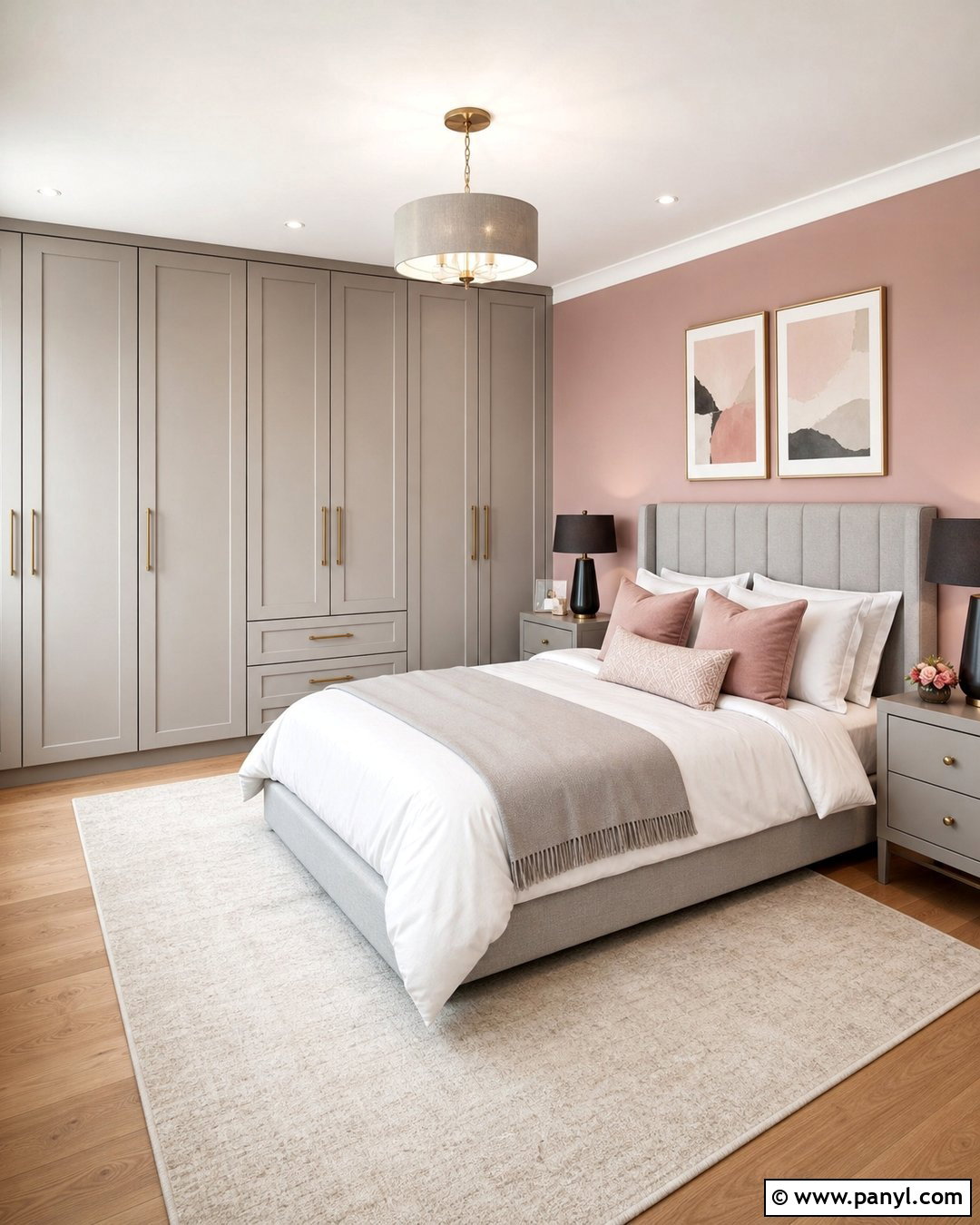 Gray Wardrobe With Blush Pink Walls - 25 Wardrobe And Wall Color Combination Ideas