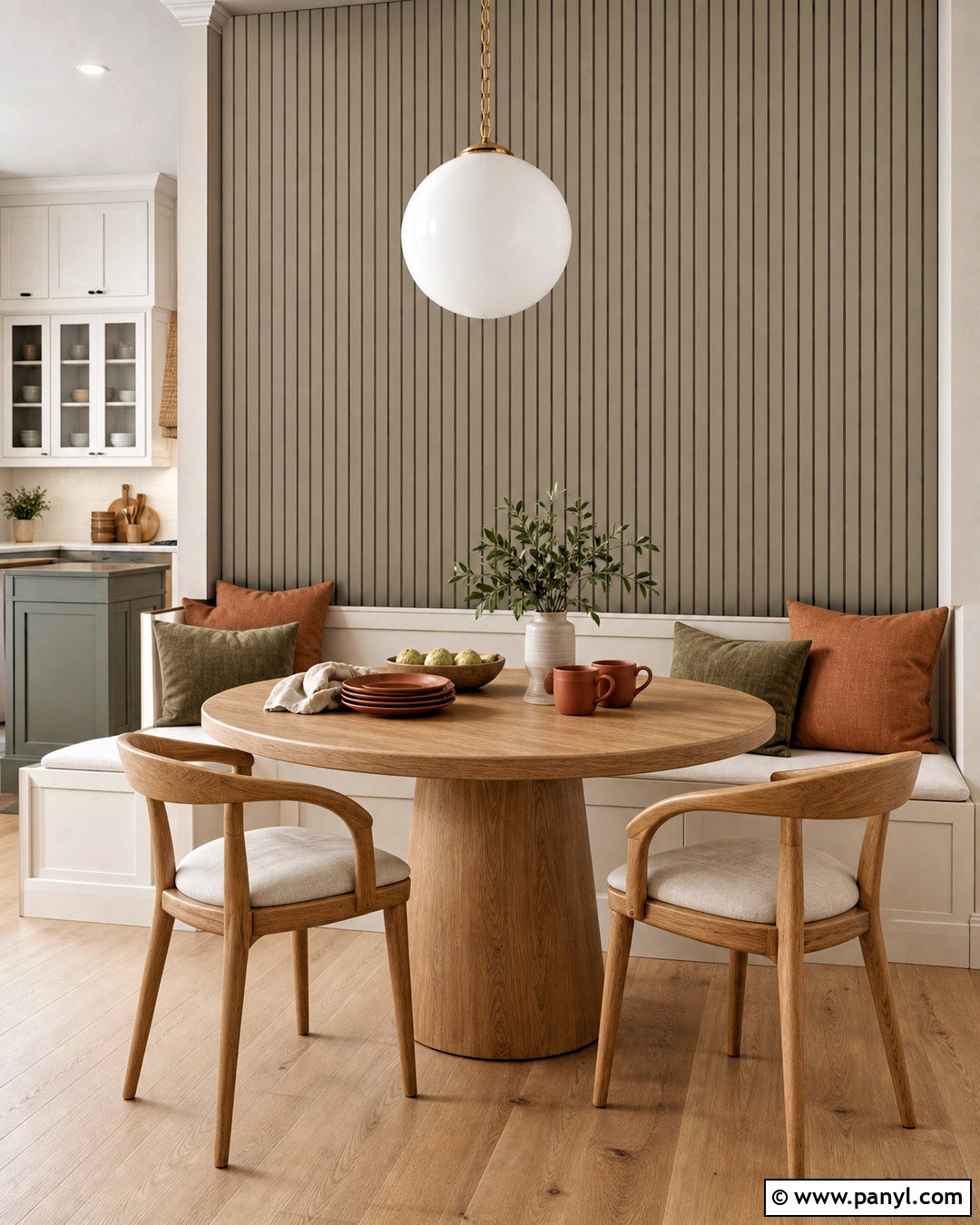 Gray Wood Slat Accent Wall Kitchen Nook - 20 gray accent wall ideas