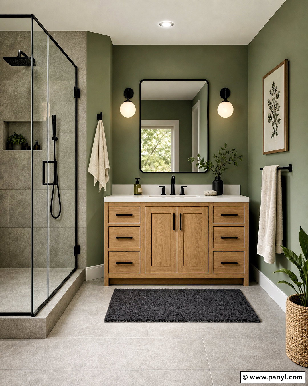 Gray and Green Bathroom With Black Fixtures - 20 gray and green bathroom ideas