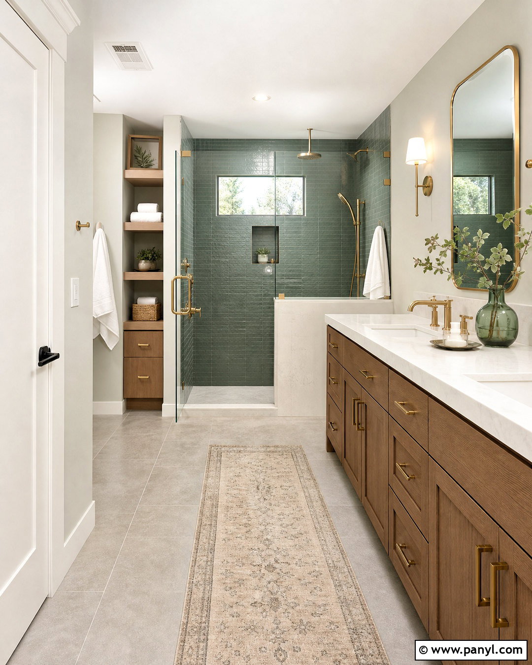 Gray and Green Bathroom With Gold Fixtures - 20 gray and green bathroom ideas