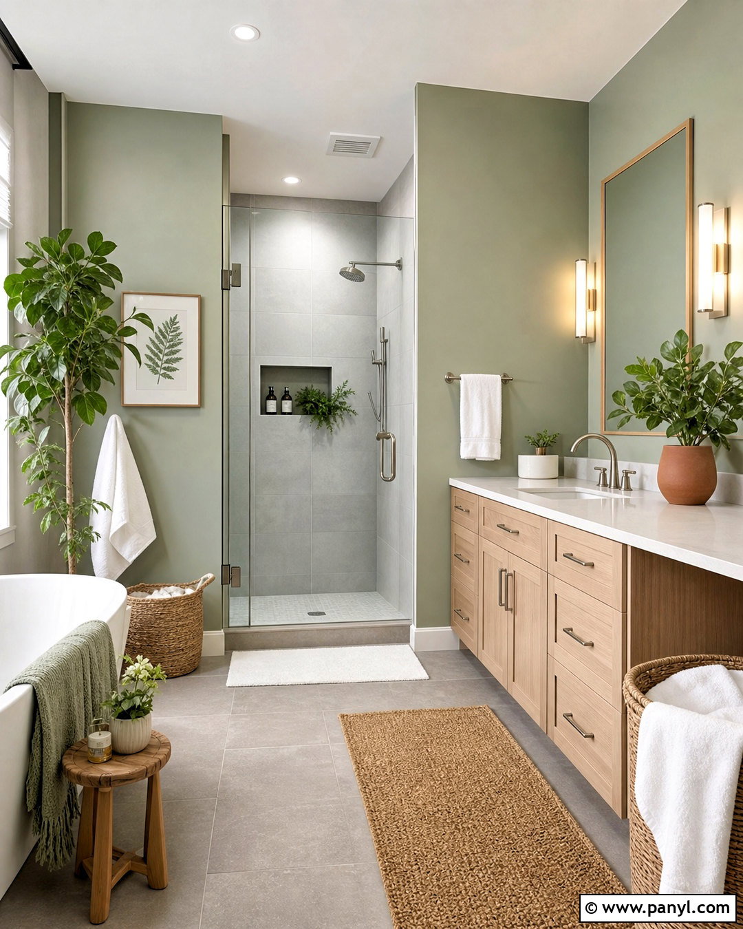 Gray and Green Bathroom With Plants - 20 gray and green bathroom ideas
