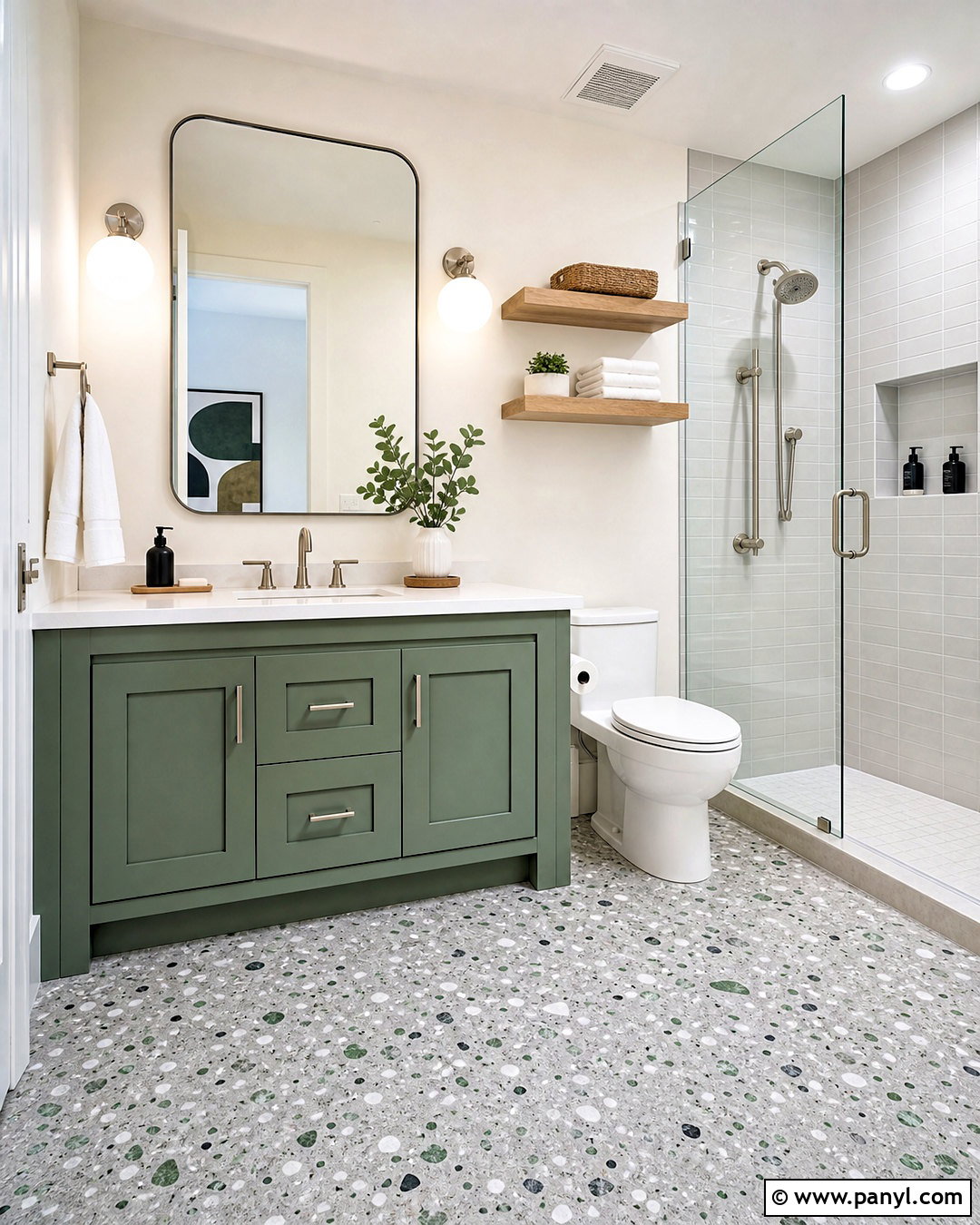 Gray and Green Bathroom With Terrazzo - 20 gray and green bathroom ideas