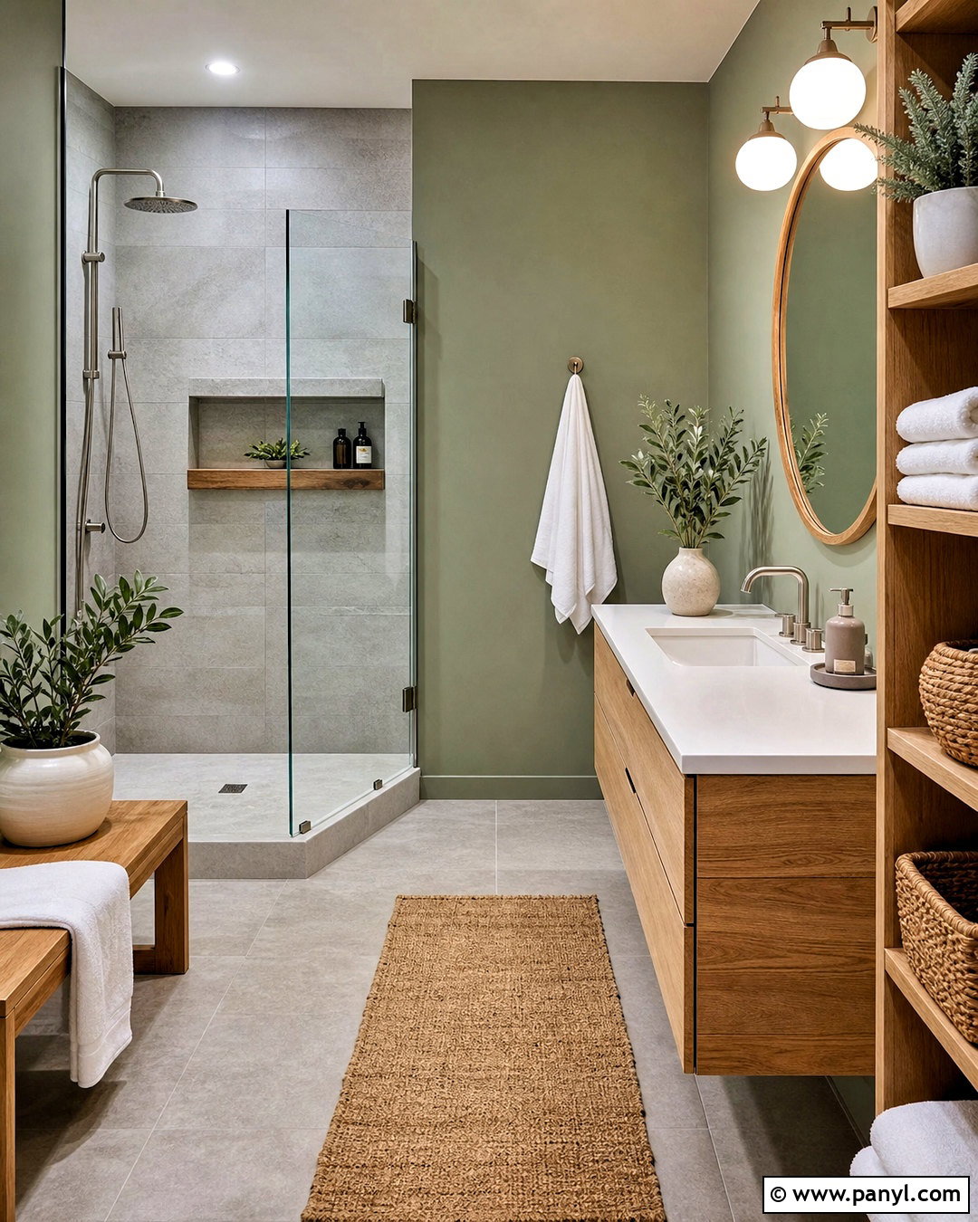 Gray and Green Bathroom With Wood Accents - 20 gray and green bathroom ideas