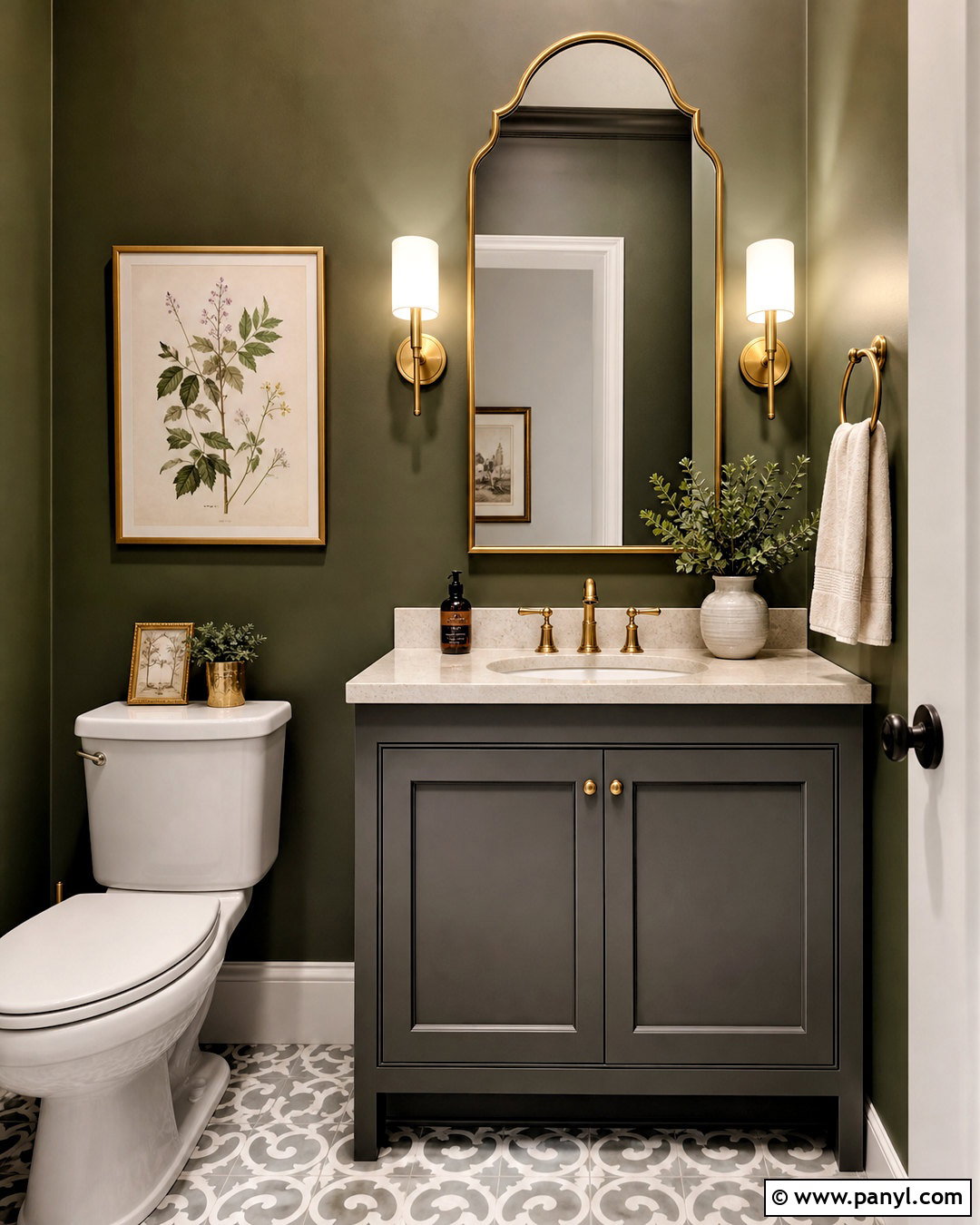 Gray and Green Powder Room - 20 gray and green bathroom ideas
