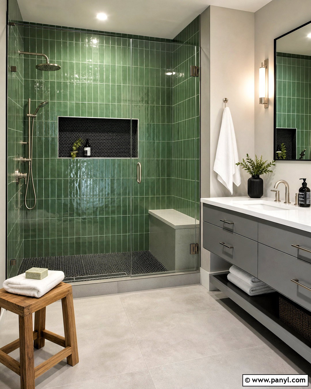 Gray and Green Shower Bathroom - 20 gray and green bathroom ideas