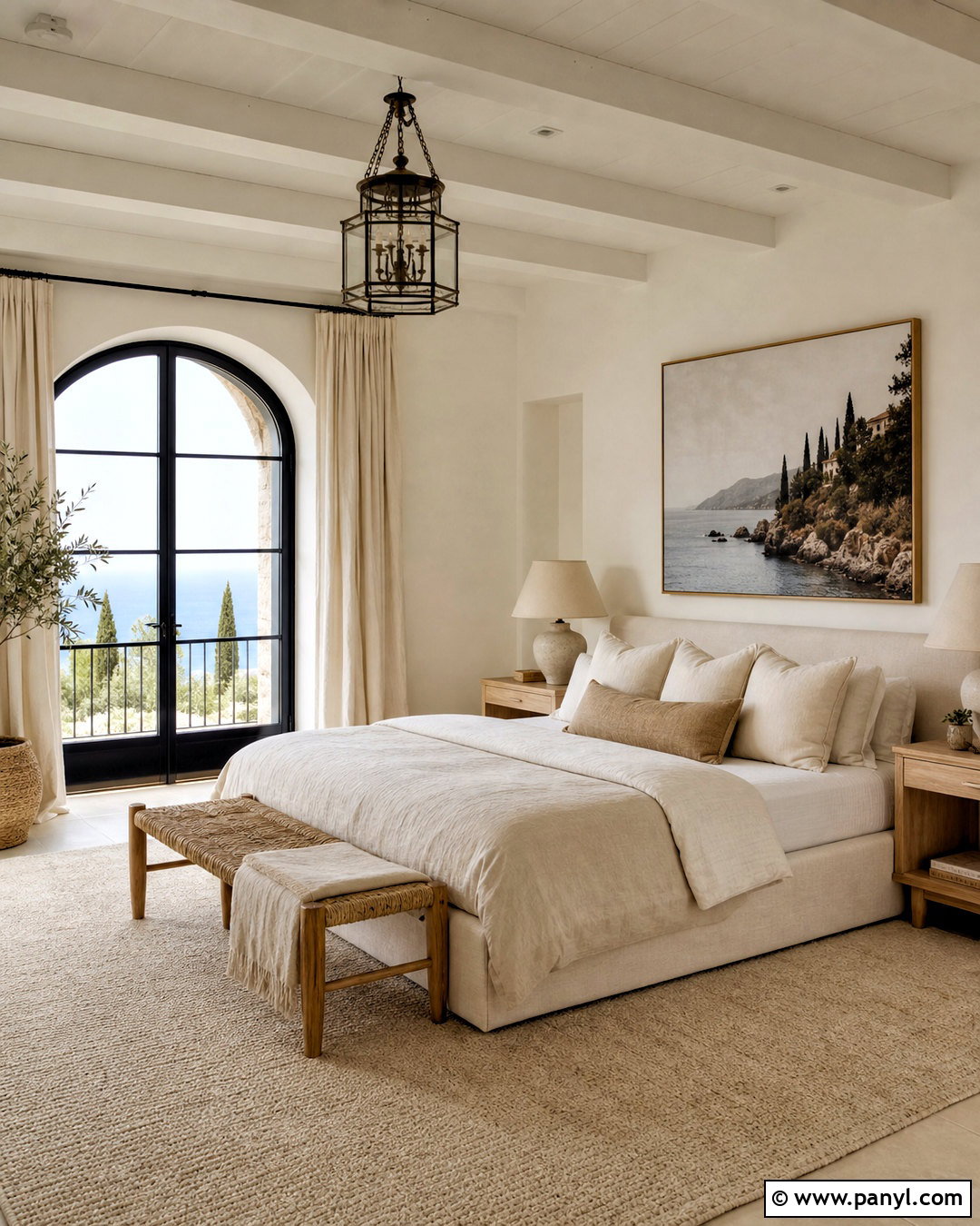 Greek Villa Bedroom With Linen Bedding - 20 greek vanilla sherwin williams ideas