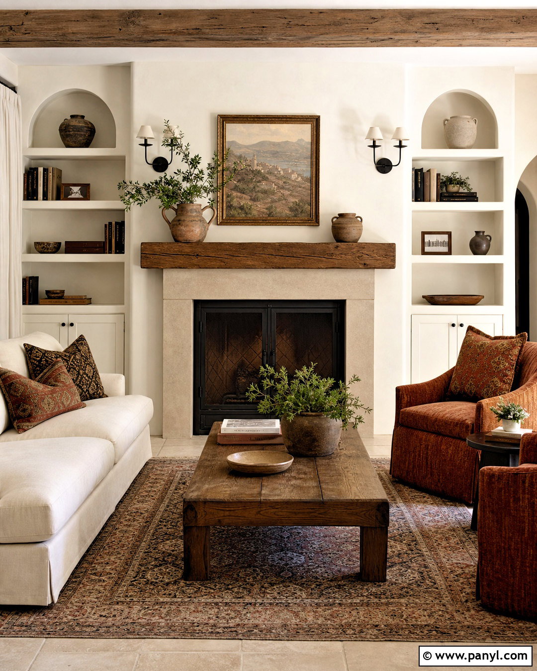 Greek Villa Fireplace With Stone Surround - 20 greek vanilla sherwin williams ideas