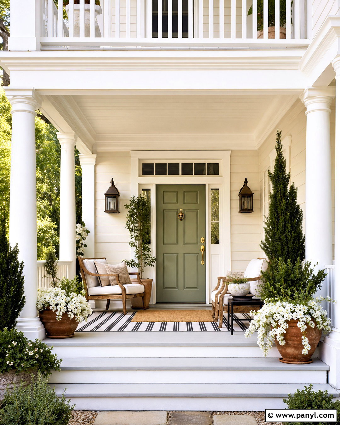 Greek Villa Front Porch With Green Door - 20 greek vanilla sherwin williams ideas