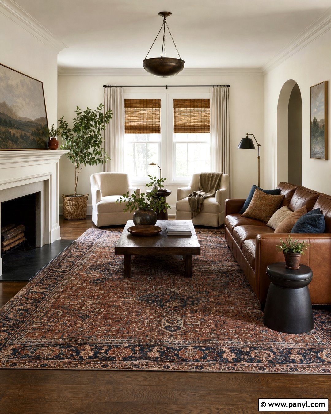 Greek Villa Walls With A Brown Leather Sofa - 30 sherwin williams greek villa walls
