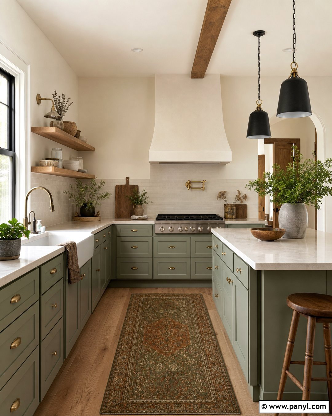 Greek Villa Walls With Green Kitchen Cabinets - 30 sherwin williams greek villa walls