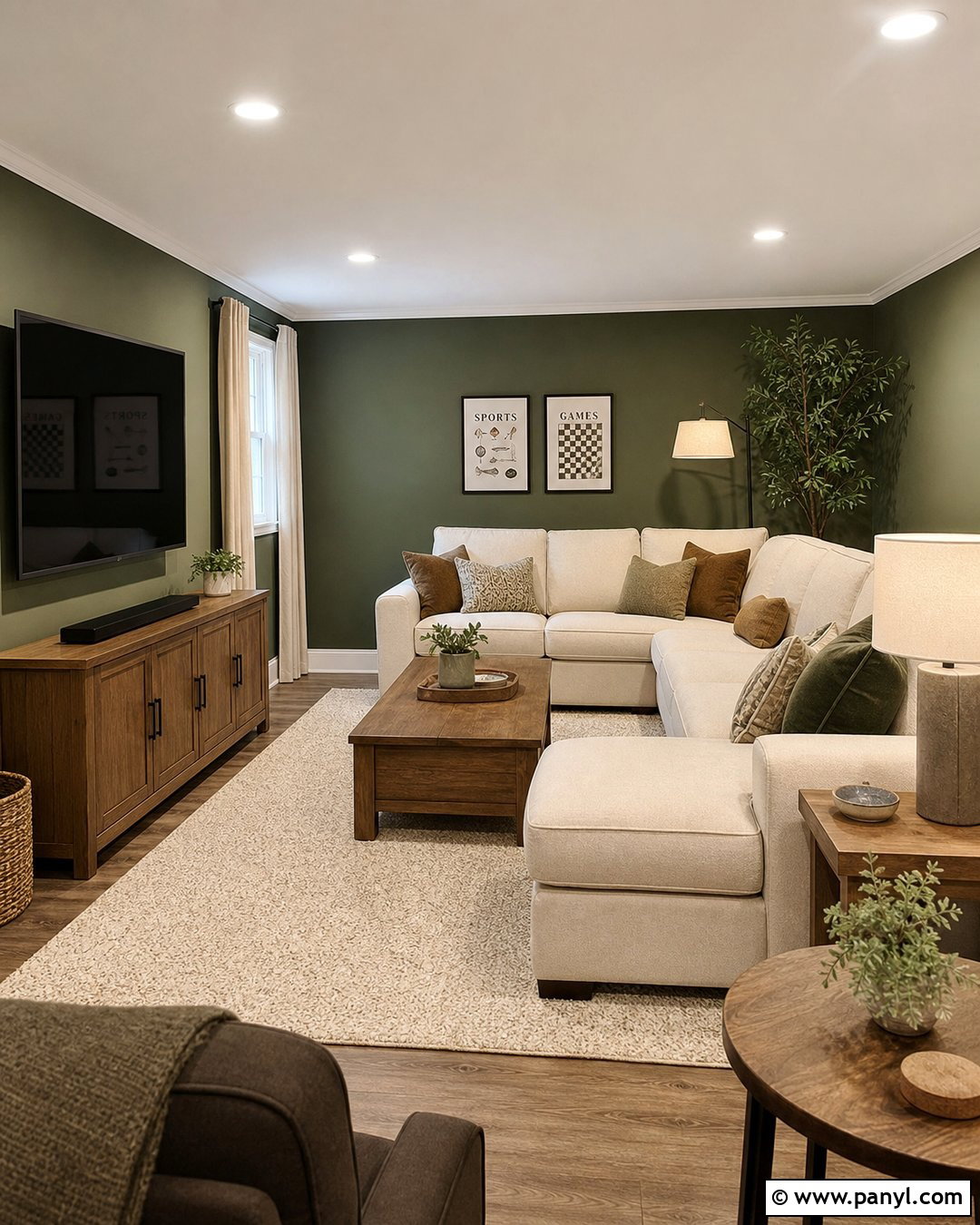Green Accent Wall Basement Family Room - 50 green accent wall ideas