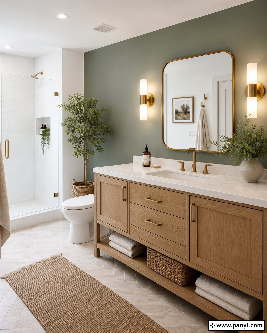 Green Accent Wall Bathroom - 35 green accent walls