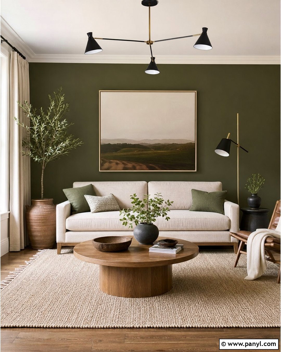 Green Accent Wall Behind A Sofa - 50 green accent wall ideas