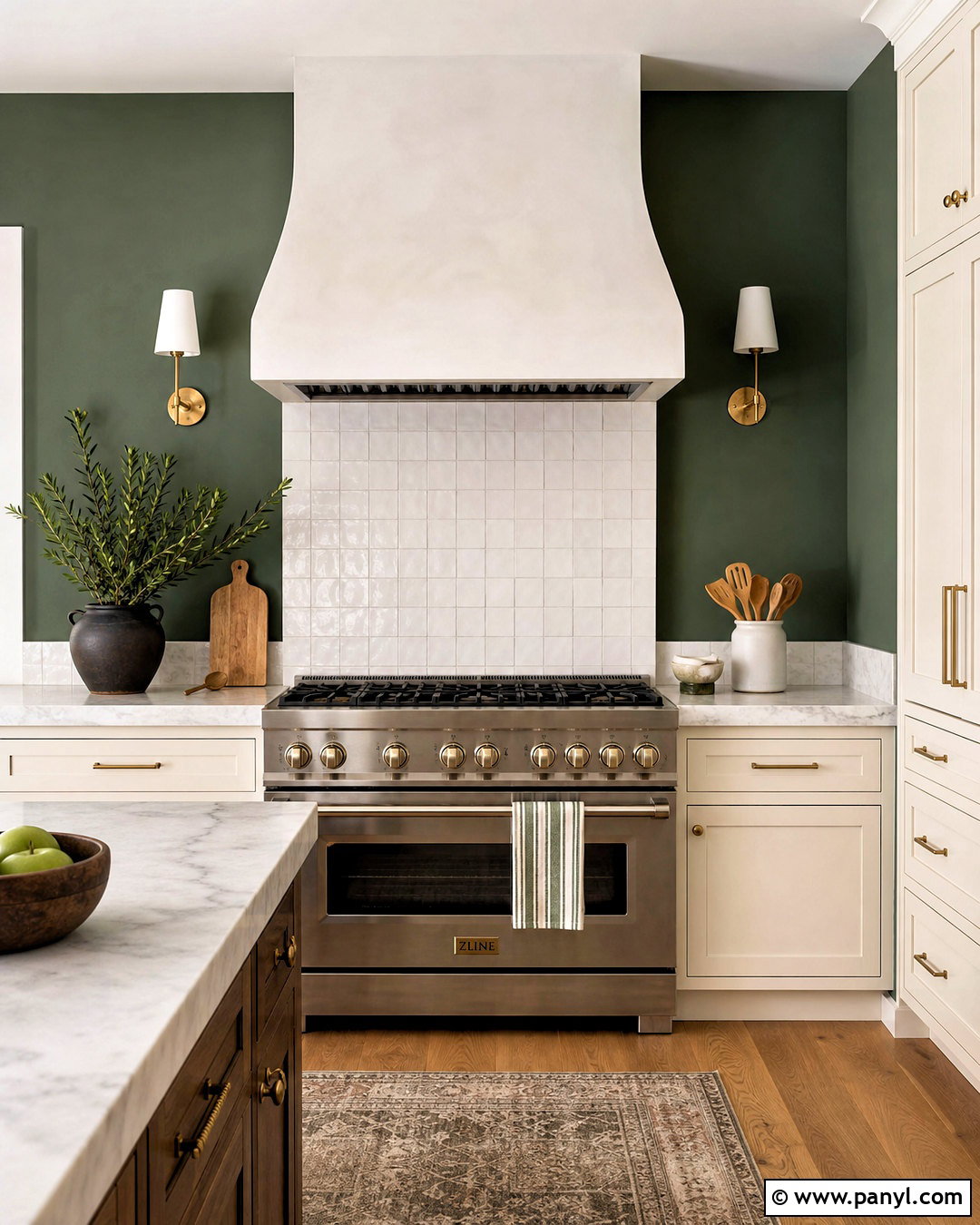 Green Accent Wall Behind The Range - 20 green accent wall kitchen ideas