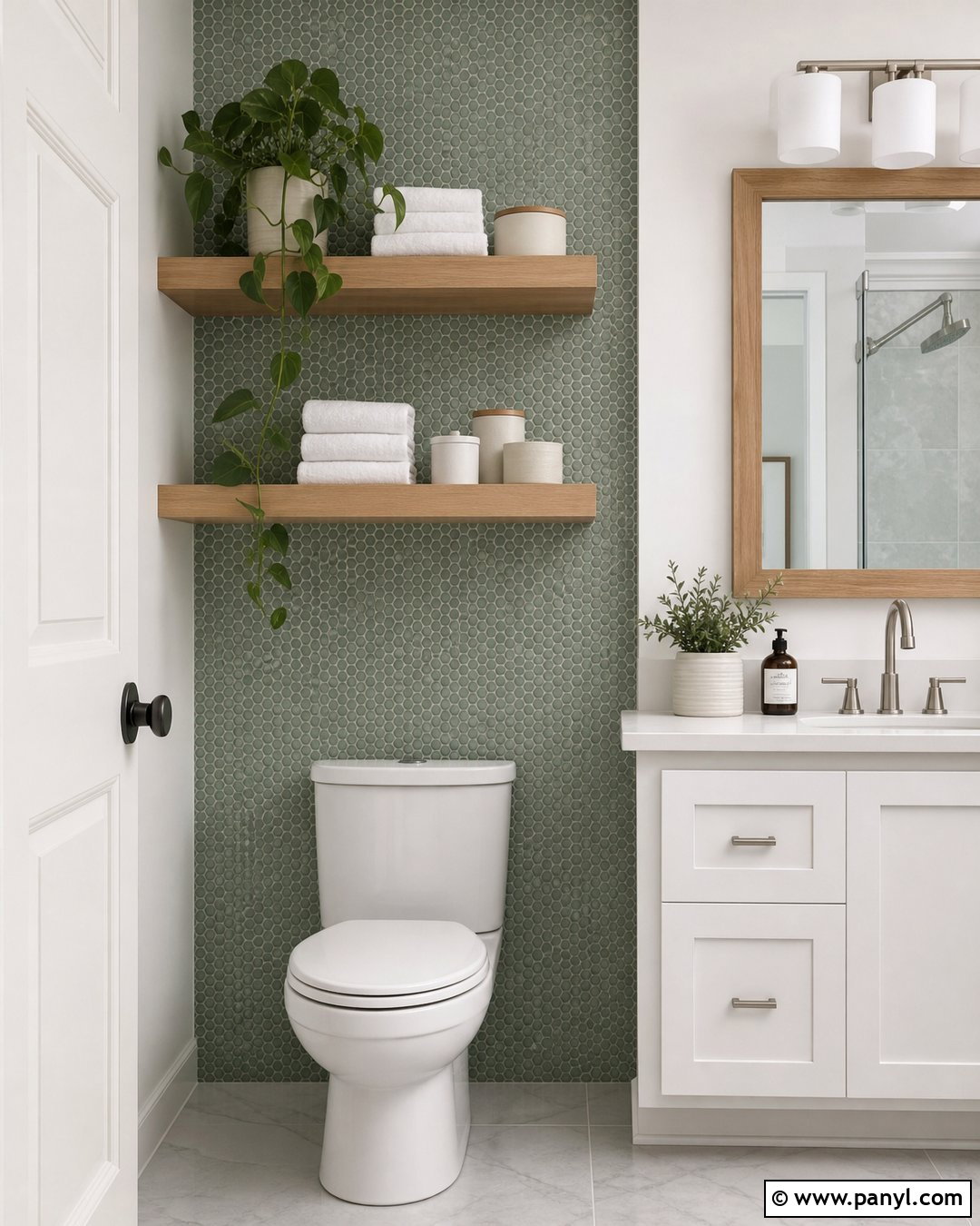 Green Accent Wall Behind Toilet - 35 Green Accent Wall Bathroom Ideas