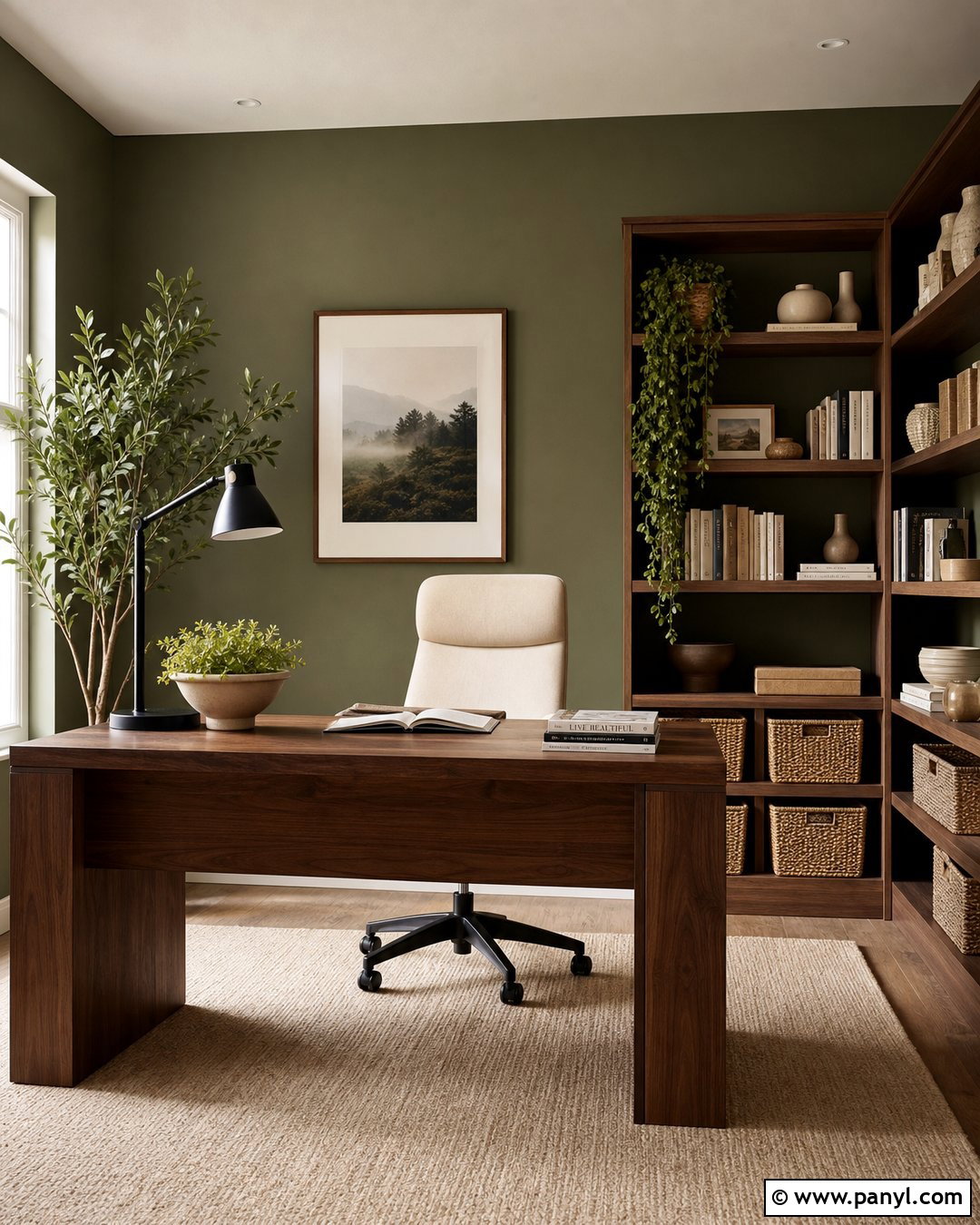 Green Accent Wall Home Office - 35 green accent walls