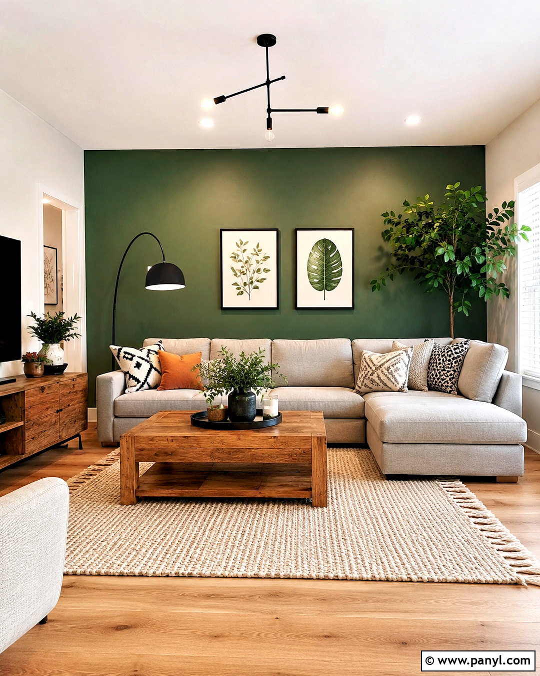 Green Accent Wall Living Room - 40 green wall room ideas
