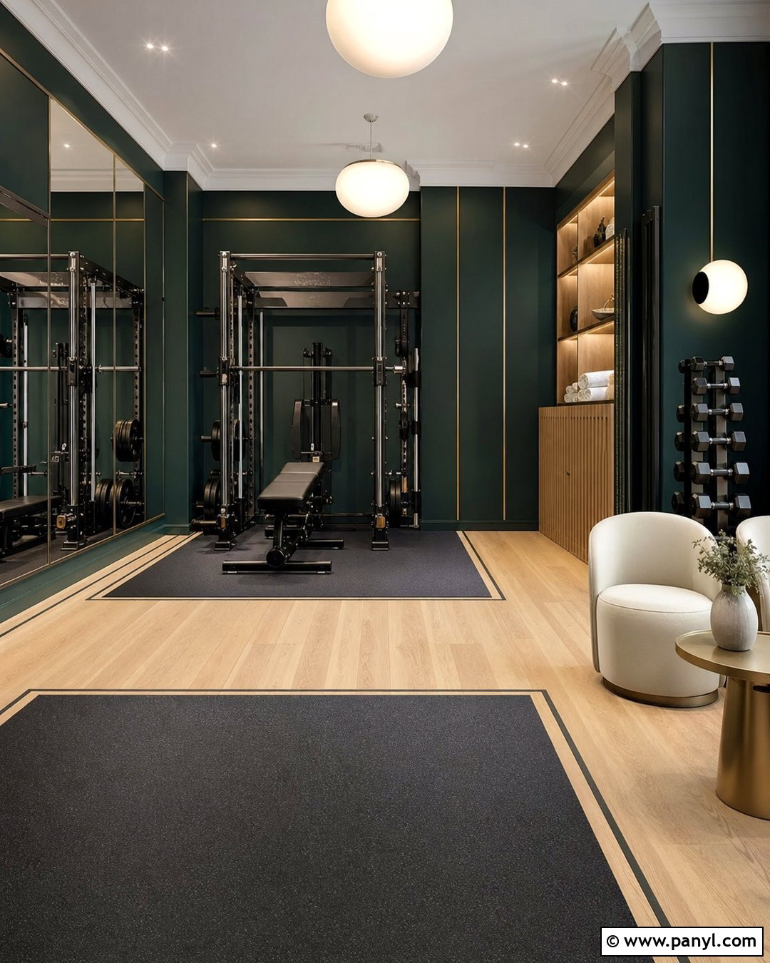 Green Accent Wall Luxury Home Gym - 20 Modern Home Gym With Green Accent Wall Ideas