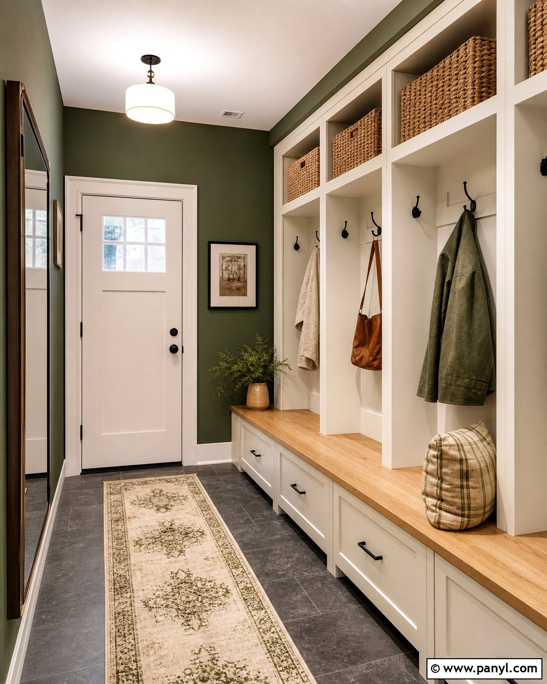 Green Accent Wall Mudroom - 35 green accent walls