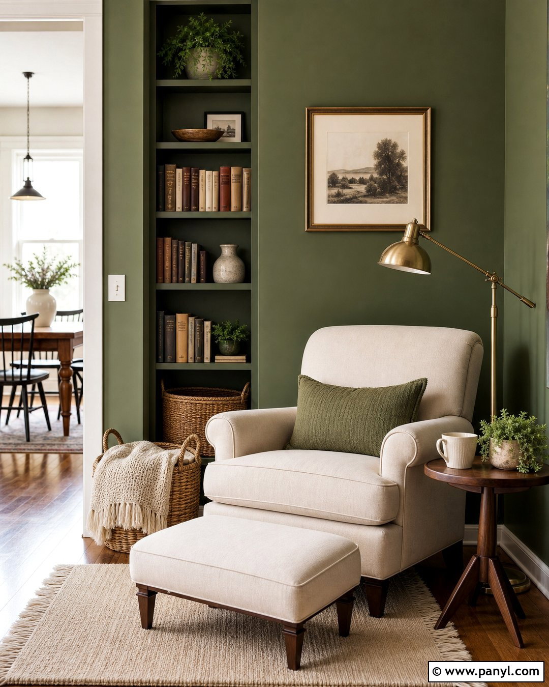 Green Accent Wall Reading Nook - 50 green accent wall ideas