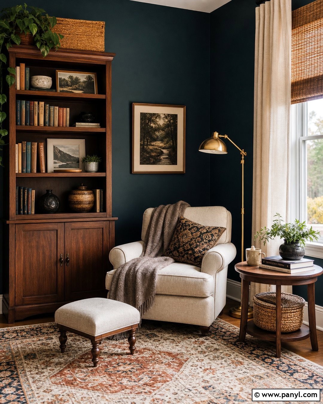 Green Accent Wall Reading Nook - 35 green accent walls