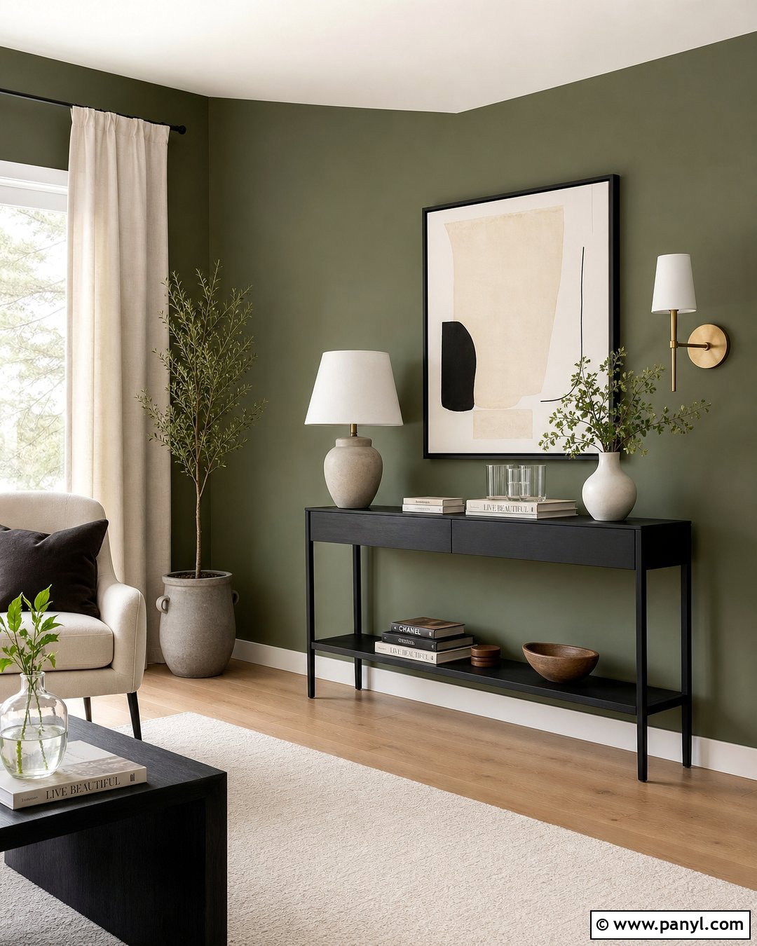 Green Accent Wall With Black Furniture - 50 green accent wall ideas