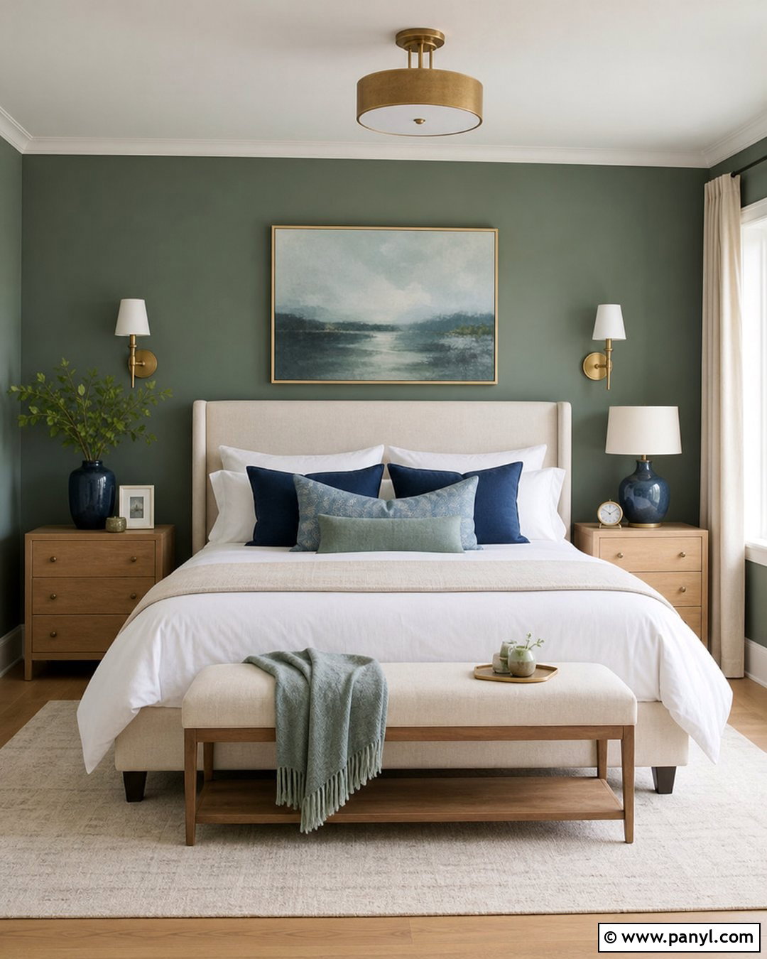 Green Accent Wall With Blue Decor - 50 green accent wall ideas