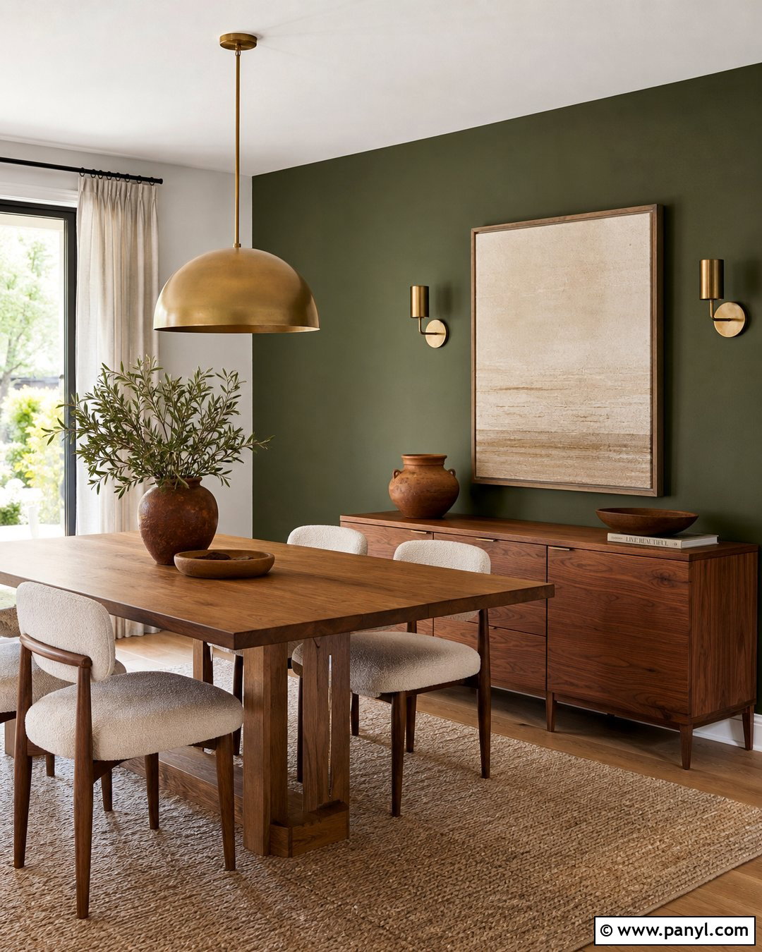 Green Accent Wall With Natural Wood - 50 green accent wall ideas