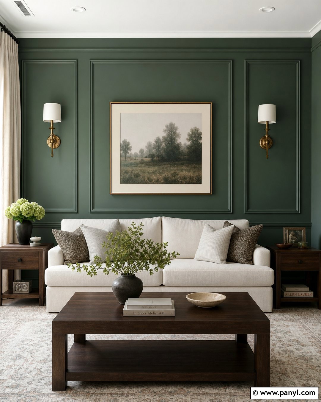 Green Accent Wall With Picture Frame Molding - 50 green accent wall ideas