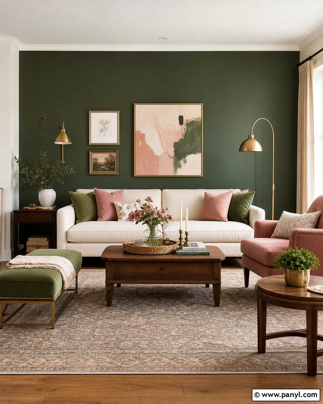 Green Accent Wall With Pink Decor - 50 green accent wall ideas