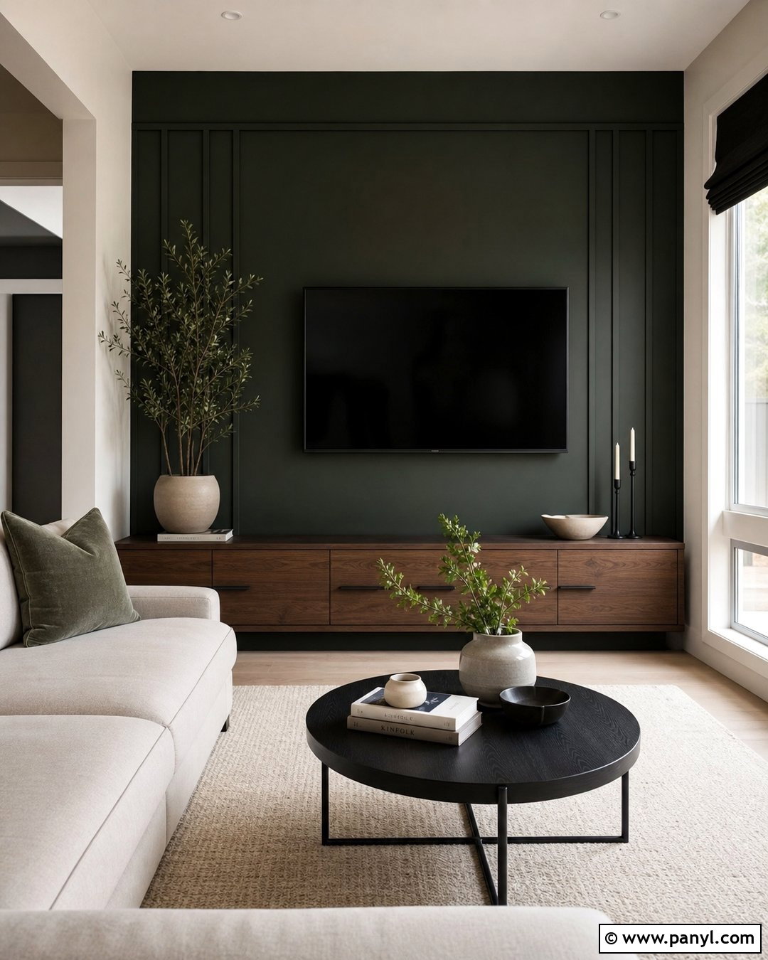 Green Accent Wall With TV - 50 green accent wall ideas