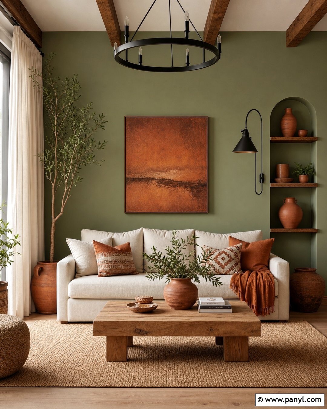 Green Accent Wall With Terracotta Decor - 50 green accent wall ideas