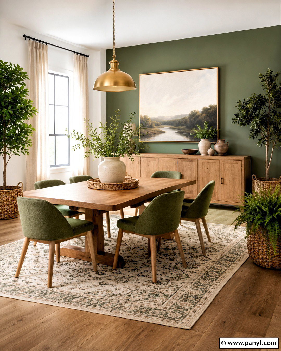 Green Accent White Wall Dining Area - 20 White Wall Dining Area Ideas