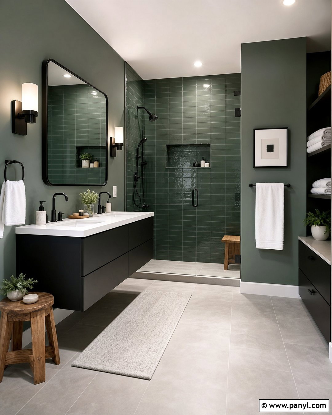 Green And Black Bathroom Walls - 35 Green Bathroom Walls