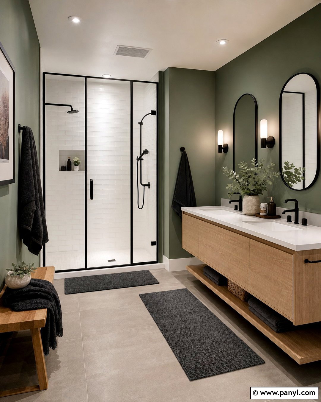 Green And Black Wall Bathroom - 20 Green Wall Bathroom Style Ideas