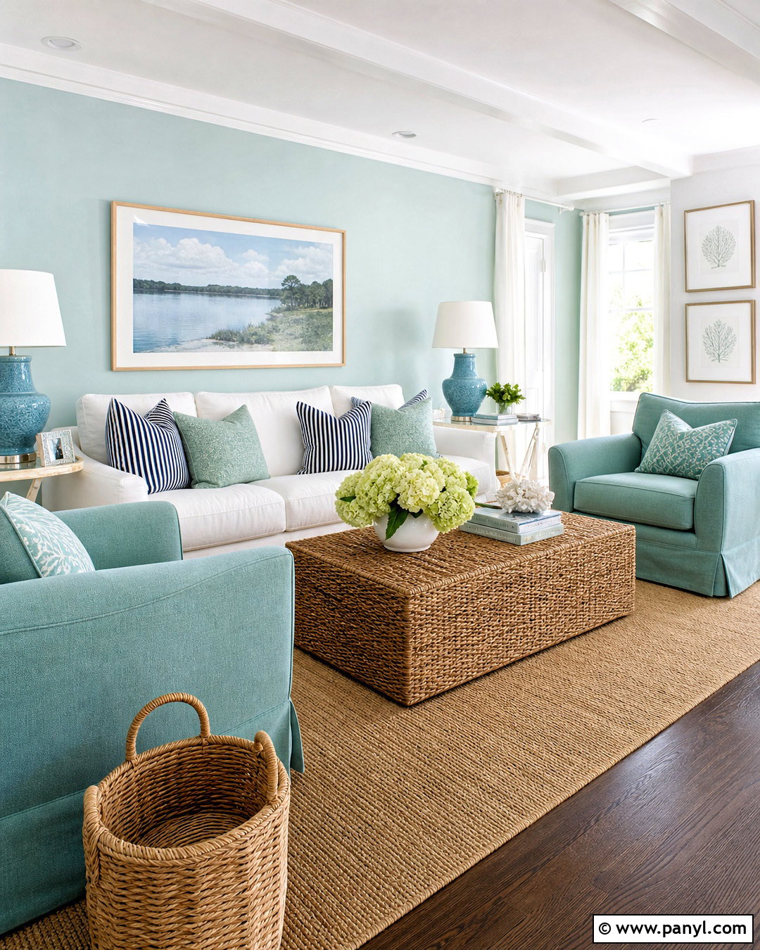 Green And Blue Coastal Living Room - 20 green and blue decor ideas