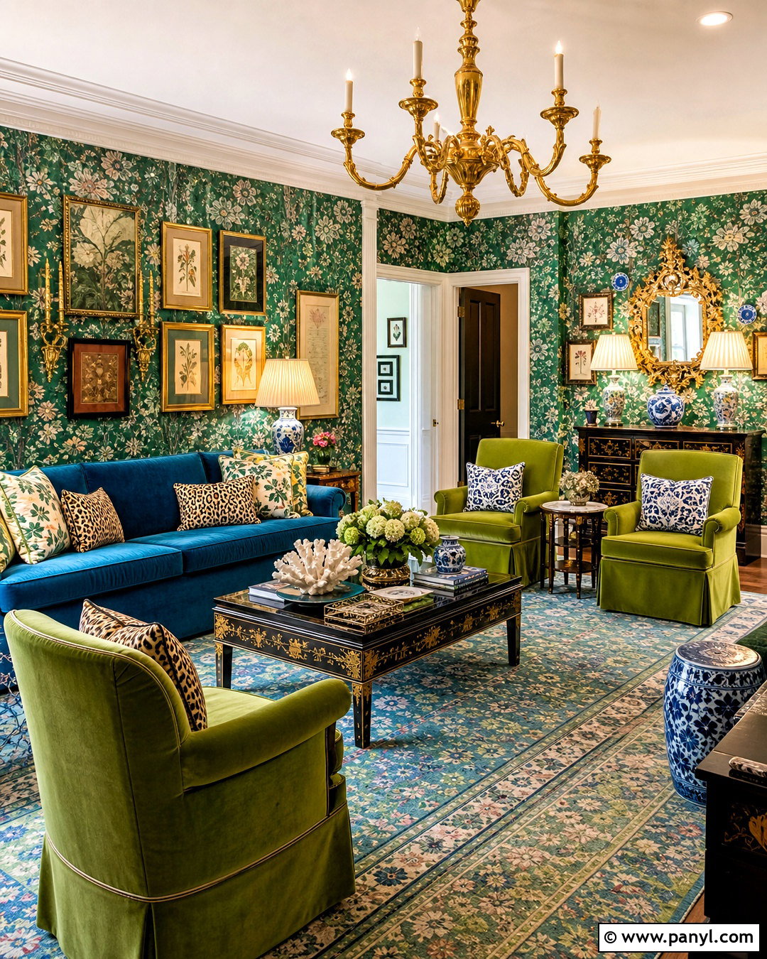 Green And Blue Maximalist Living Room - 20 green and blue decor ideas