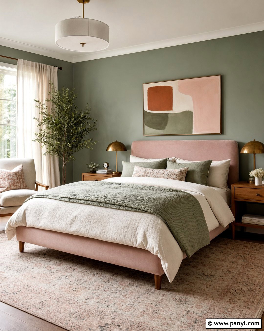 Green And Blush Bedroom Wall - 35 green wall interior ideas